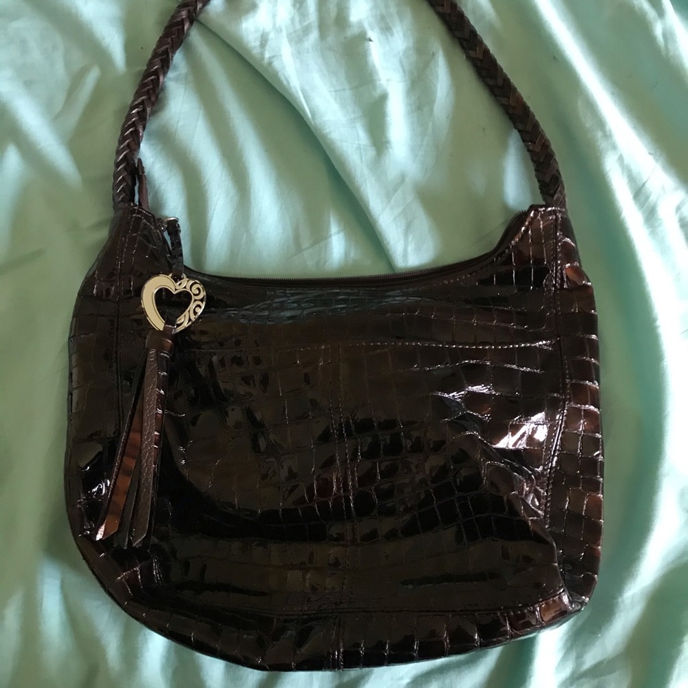 Brighton Dark Brown Paten Leather Shoulder Bag